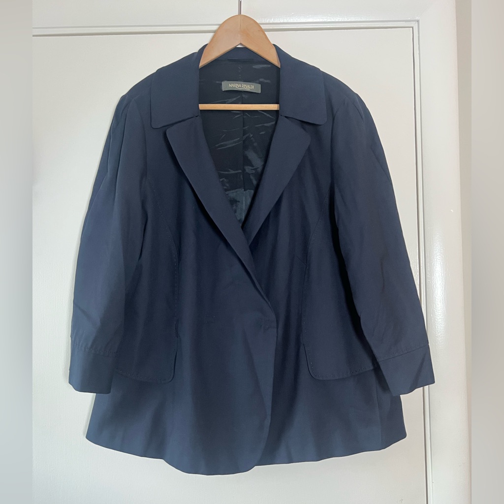 Marina Rinaldi Chaqueta Blazer Navy Blue Plus Size Designer Quiet Luxury Chic